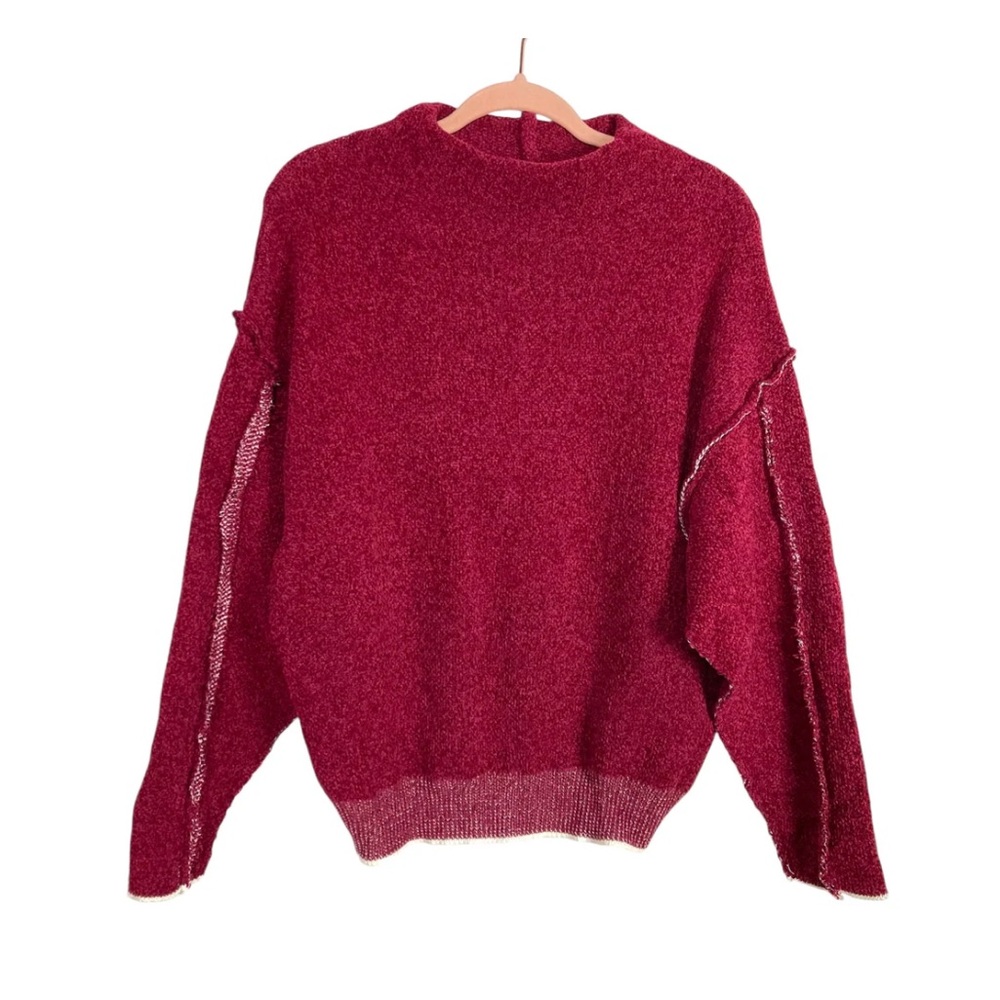 Zenana Mock Neck Chenille Inside Out Seam Sweater